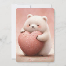 Niedlicher Bär, der ein rosa Herz umarmt