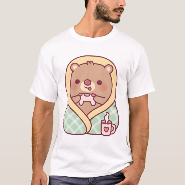Niedlicher Bär, der während des Spielens in heimel T-Shirt (Vorderseite)