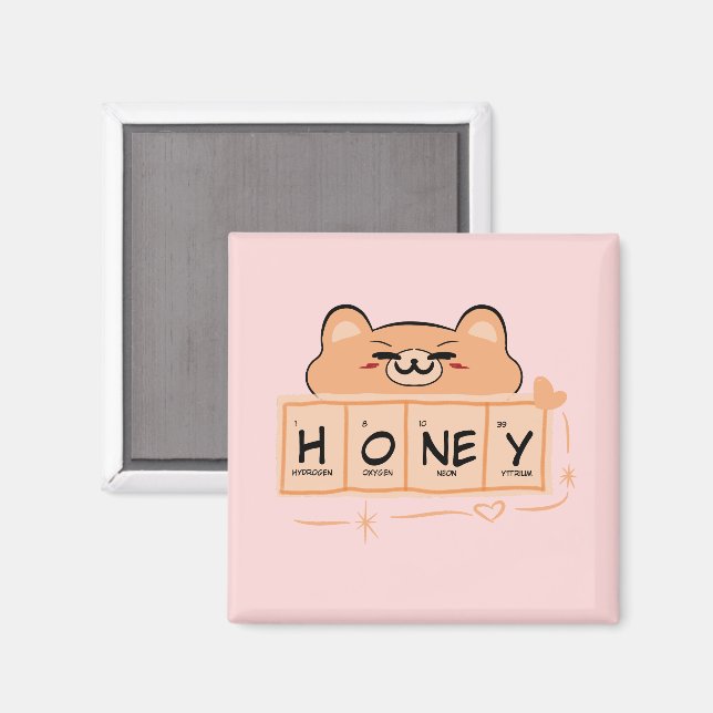 Niedlicher Bär "Honey" Magnet (Vorderseite/Rückseite)