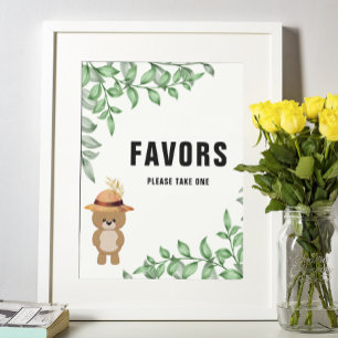 Niedlicher Bär im Wood Lieblings-Kinderdusche Poster