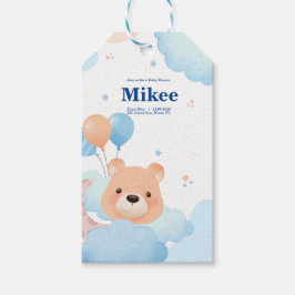 Niedlicher Bär in Clouds Kinderdusche Einladungska Geschenkanhänger