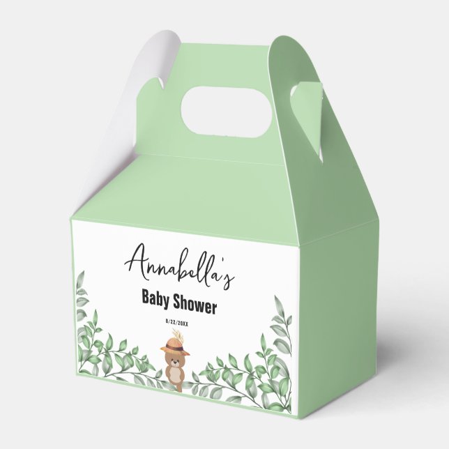 Niedlicher Bär in der Wood Baby-Dusche Geschenkschachtel (Vorderseite)