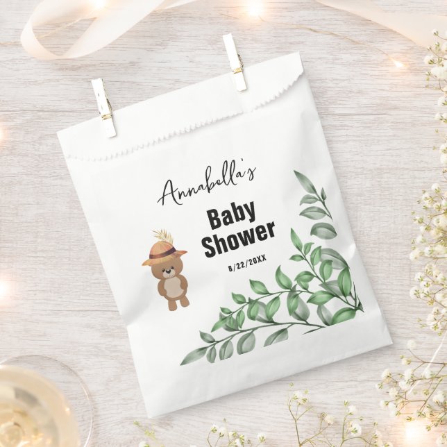 Niedlicher Bär in der Wood Baby-Dusche Geschenktütchen (Ausgeschnitten)