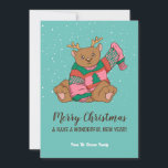 Niedlicher Bär in warmen und gemütlichen Sweater F Feiertagskarte<br><div class="desc">Süße Tier Cartoon mit lustigen Schüssen für Ihre Feier. Frohe Weihnachten und glückliches Neues Jahr. Sie können den Text und die Hintergrundfarbe an Ihren Anlass anpassen. Ideal für Kinder und Kinder,  die Tiere Liebe haben.</div>
