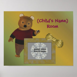 Niedlicher Bär Kinder Personalisiert Türwand Foto Poster