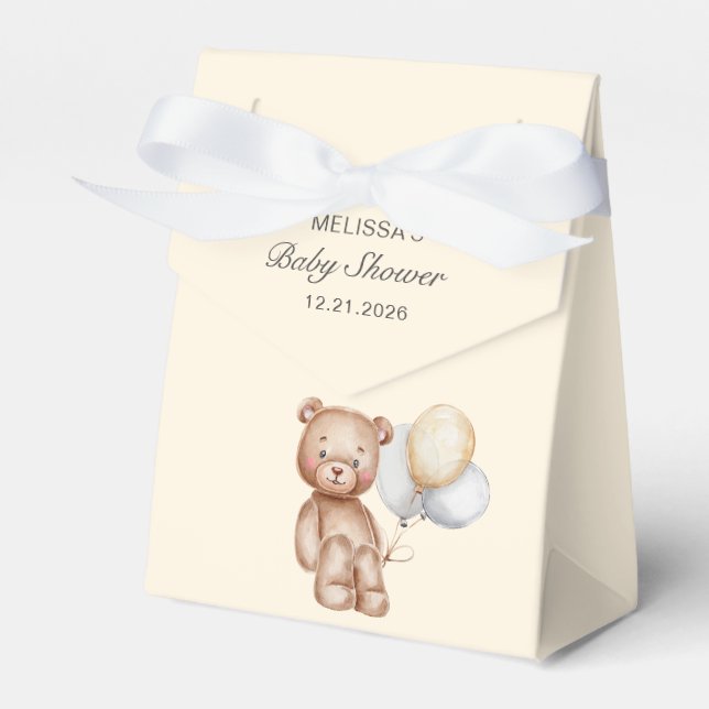 Niedlicher Bär mit Balloons Babydusche Geschenkschachtel (Vorderseite)