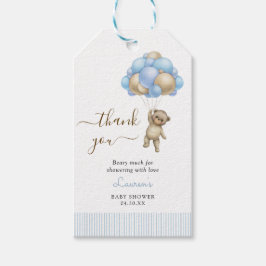 Niedlicher Bär mit Balloons Boy Baby Dusche Vielen Geschenkanhänger