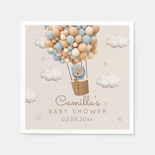 Niedlicher Bär mit Balloons Kinderdusche Serviette (Vorderseite)