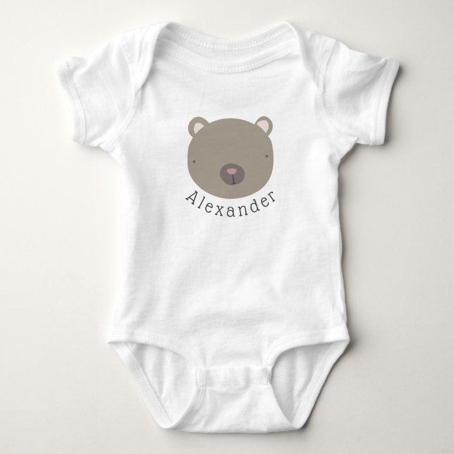 Niedlicher Bär mit benutzerdefinierbarem Namen Baby Strampler (Vorderseite)
