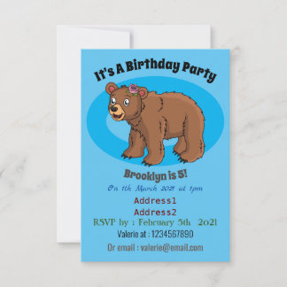 Niedlicher Bär mit Blume Cartoon Abbildung Einladung