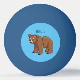 Niedlicher Bär mit Blume Cartoon Abbildung Tischtennisball
