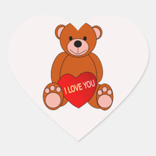 Niedlicher Bär mit Herz I Liebe Sie Valentine Herz-Aufkleber