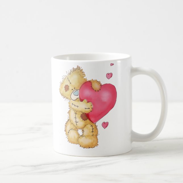 Niedlicher Bär mit Herzen Kaffeetasse (Rechts)