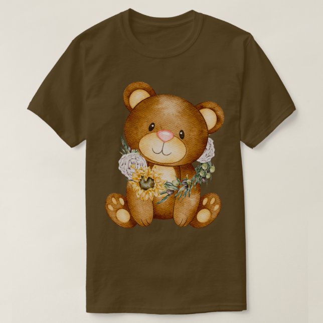niedlicher Bär mit Sonnenblume T-Shirt (Design vorne)