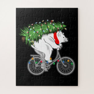 Niedlicher Bär mit Weihnachtsbaumgeschenk für Radf