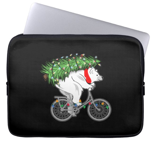 Niedlicher Bär mit Weihnachtsbaumgeschenk für Radf Laptopschutzhülle (Vorderseite)