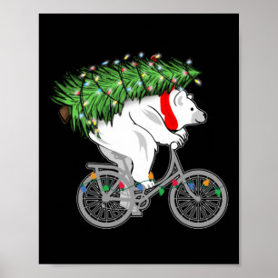 Niedlicher Bär mit Weihnachtsbaumgeschenk für Radf Poster