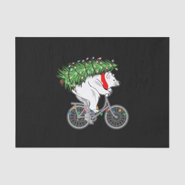 Niedlicher Bär mit Weihnachtsbaumgeschenk für Radf Seidenpapier (Vorderseite)