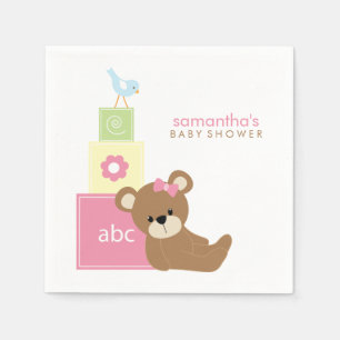 Niedlicher Bär und Alphabet Toy Blocks Serviette