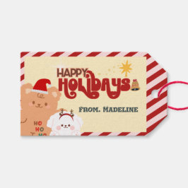 Niedlicher Bär und Hunde Weihnachten Geschenkanhänger