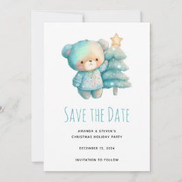 Niedlicher Bär und Weihnachtsbaum Save The Date