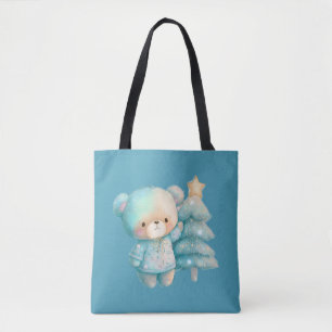 Niedlicher Bär und Weihnachtsbaum Urlaub Tasche