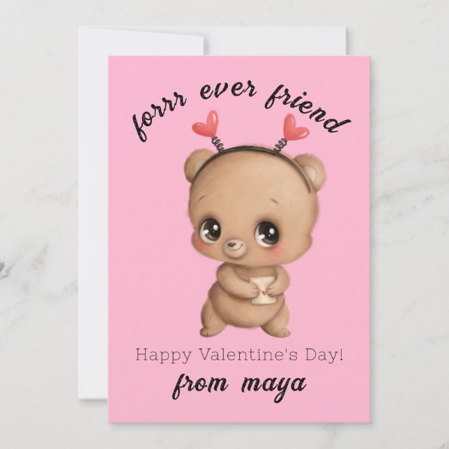 Niedlicher Bär Valentinskarte Feiertagskarte (Vorderseite)
