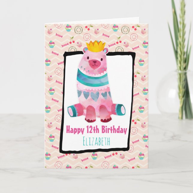 Niedlicher Bär zum Geburtstag Karte (Vorderseite)