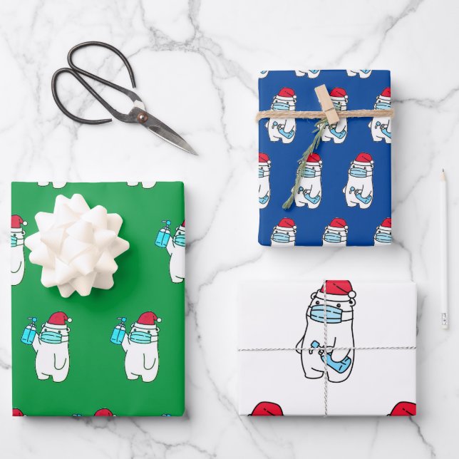 NIEDLICHER BÄREN MIT PAPIERFLACHEN GESCHENKPAPIER SET (Vorderseite)