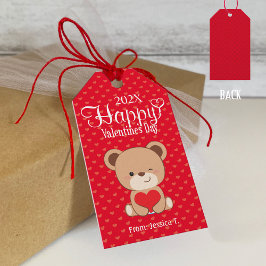 Niedlicher Bärenhappy Valentine-Geschenk-Tag Geschenkanhänger