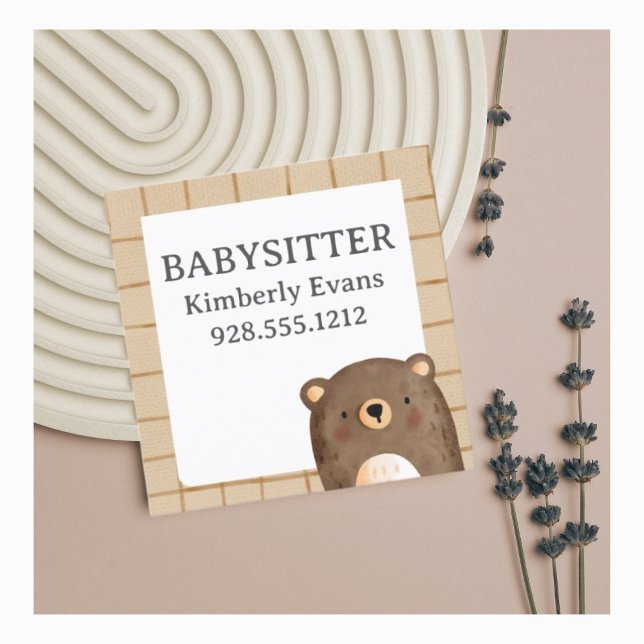 niedlicher Bärenmusterbabysitter Quadratische Visitenkarte (Von Creator hochgeladen)
