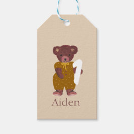 Niedlicher Bärenname Neutrale Beige Erster 1. Gebu Geschenkanhänger