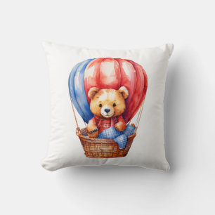 Niedlicher Bärenritt in einem Heißluftballon Kisse Kissen