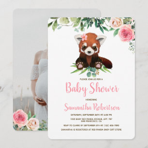 Niedlicher Bärenrot Rosa Blütenmädchen Kinderdusch Einladung