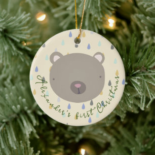 Niedlicher Bärenweihnachtsort Keramik Ornament