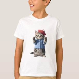 Niedlicher Barett Cardigan Tabby Katze Kinder T-Shirt