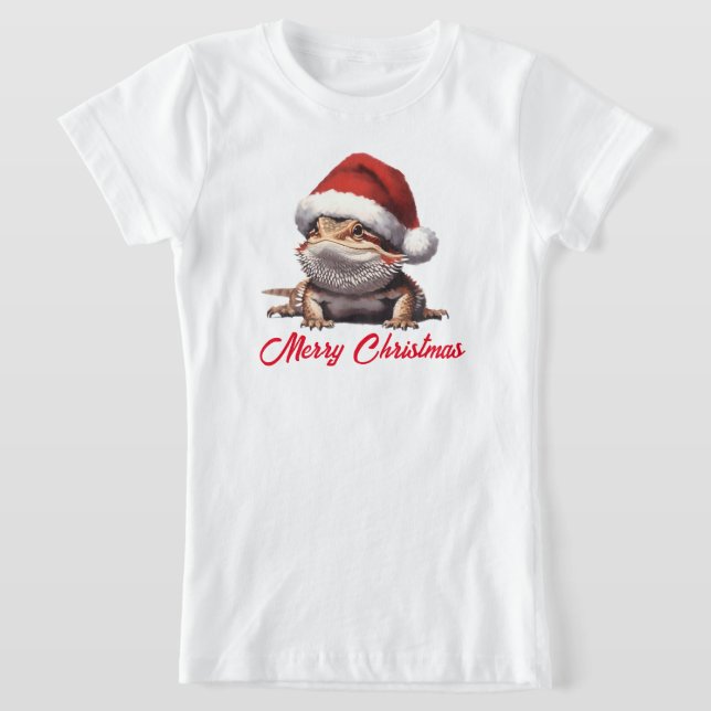 Niedlicher Bartdrache und Weihnachtsmannmütze T-Shirt (Ablage )