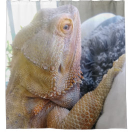 Niedlicher bärtiger Drache herauf nahes Bild Duschvorhang