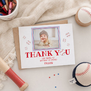 Niedlicher Baseball-Ball Geburtstag Danke, dass Si Einladungspostkarte