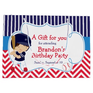 Niedlicher Baseball Dark Hair Boy Geburtstag Große Geschenktüte