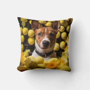 🐕 Niedlicher Basenji-Welpe mit Tennisbällen Kissen