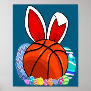 Niedlicher Basketball-Osterhasen-Ei Poster