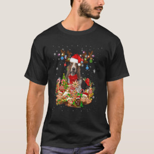 Niedlicher Basset Hound Rentier Weihnachtsleuchter T-Shirt