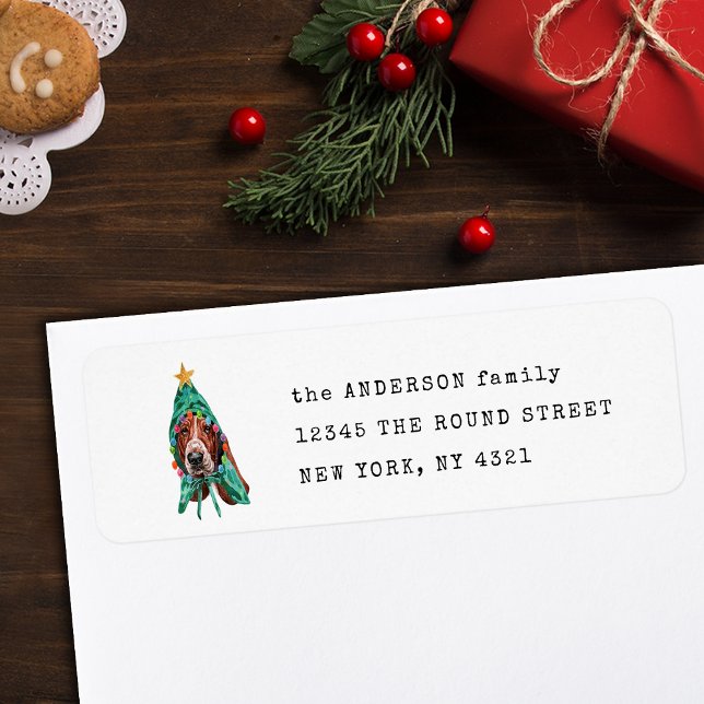 Niedlicher Basset Hound Weihnachtshund Rücksendead (Von Creator hochgeladen)