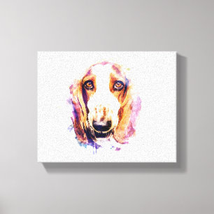 Niedlicher Basset-Hund Kopf-Gesicht Welpe Leinwanddruck