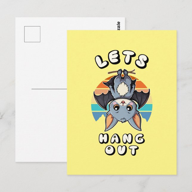 Niedlicher Battschlag und Retro Sunset | Lass uns  Postkarte (Vorne/Hinten)