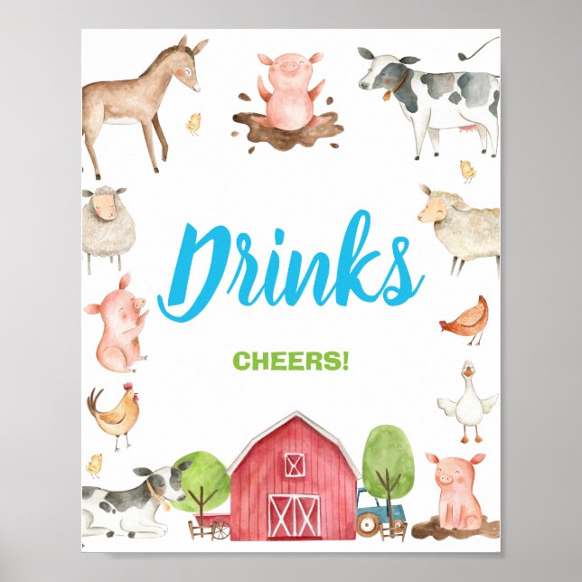 Niedlicher Bauernhof Barnyard Party Drinks Cheers  Poster (Vorne)