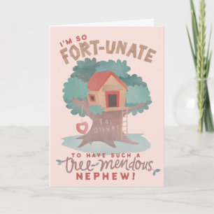 Niedlicher Baum Fort Punny Geburtstagswunsch für N Karte