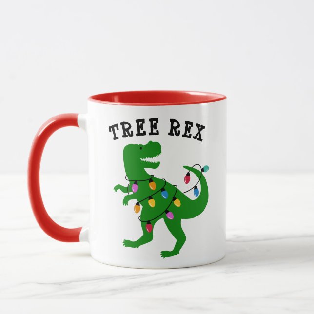 Niedlicher Baum Rex Weihnachtsbaum Dinosaurier Url Tasse (Links)