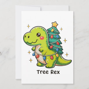 Niedlicher Baum Rex Weihnachtsdinosaurier T Rex Xm Feiertagskarte